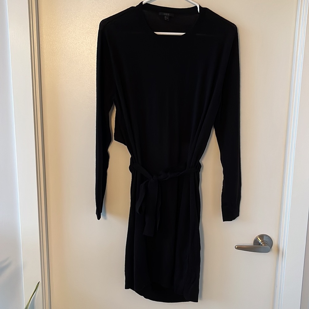 COS black sweater dress with open back